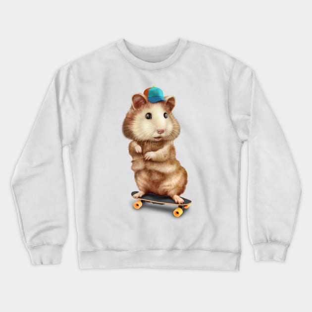 HAMSTER SKATEBOARDING Crewneck Sweatshirt by ADAMLAWLESS